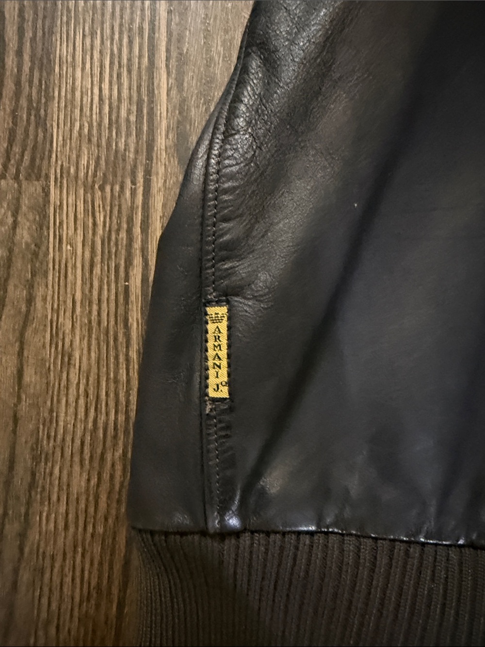 Armani Jeans Men's Dark Brown Leather Bomber Jacket - Picture 8 of 9